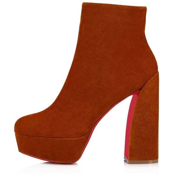 Christian Louboutin Movida Booty 130 Brown Foxy Platform Block Heel Boot 36.5 - Picture 11 of 12